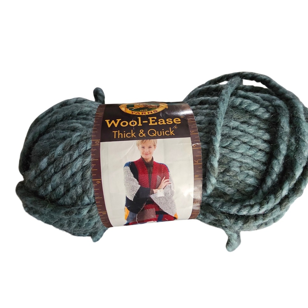 Lion Brand Wool-Ease Thick & Quick Super Bulky Wool Blend Yarn Teal Blue 6oz